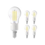 Mehrfachpackung 5x Calex Smart Tuya Wifi E14 Kugel 4.5W 450lm - 818-830 Abstimmbares Weiß | Dimmbar - Ersatz für 40W 