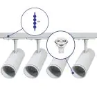 Bright Choice Komplettset 1-Phasen Rail 1 Meter Weiß | incl. 4x Spot + GU10 2700K 3W Dimmbar + Abschlusskappe, Stromanschluss